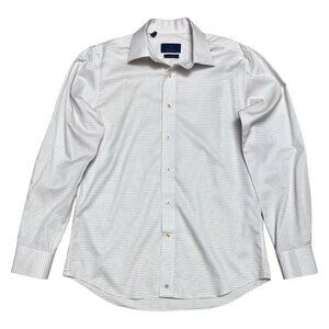 DAVID DONAHUE Luxury Non Iron Trim Fit Plaid Designer Business Dress Shirt